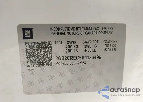 2019 Chevrolet Silverado 2500Hd Wt from USA, damaged, VIN 2GB2CREG5K1183496